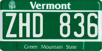 VT license plate ZHD836
