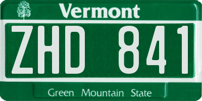 VT license plate ZHD841