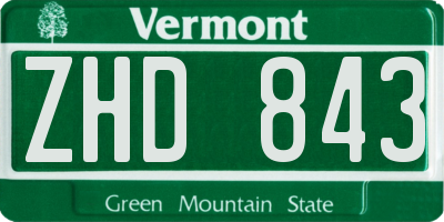 VT license plate ZHD843
