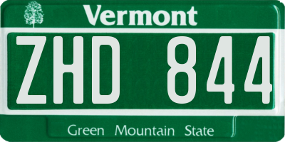 VT license plate ZHD844