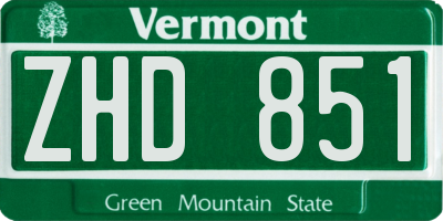 VT license plate ZHD851