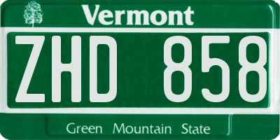 VT license plate ZHD858