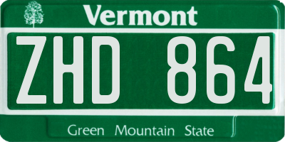 VT license plate ZHD864