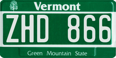VT license plate ZHD866