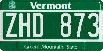 VT license plate ZHD873