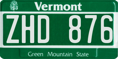 VT license plate ZHD876