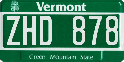 VT license plate ZHD878