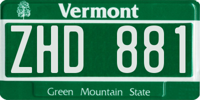 VT license plate ZHD881