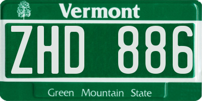 VT license plate ZHD886