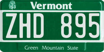 VT license plate ZHD895