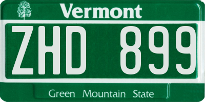 VT license plate ZHD899
