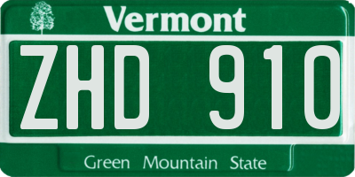 VT license plate ZHD910