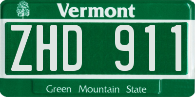 VT license plate ZHD911