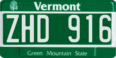 VT license plate ZHD916