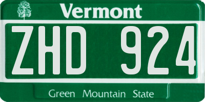 VT license plate ZHD924