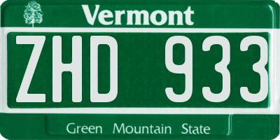 VT license plate ZHD933