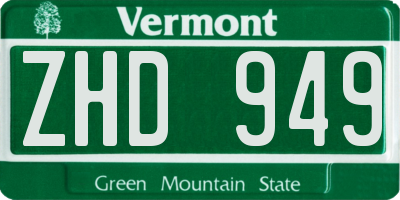 VT license plate ZHD949
