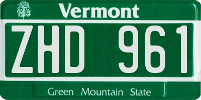VT license plate ZHD961