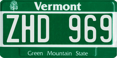 VT license plate ZHD969