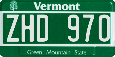VT license plate ZHD970