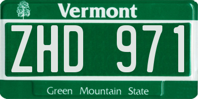VT license plate ZHD971