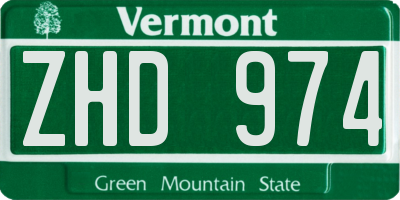 VT license plate ZHD974