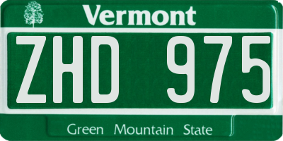 VT license plate ZHD975