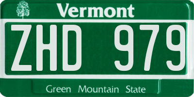 VT license plate ZHD979