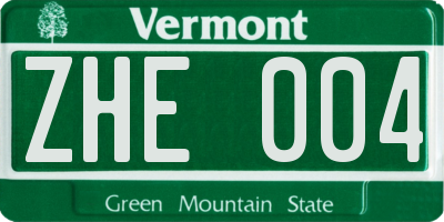 VT license plate ZHE004