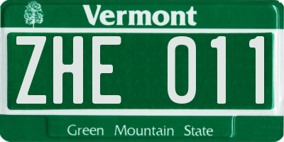 VT license plate ZHE011