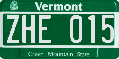 VT license plate ZHE015