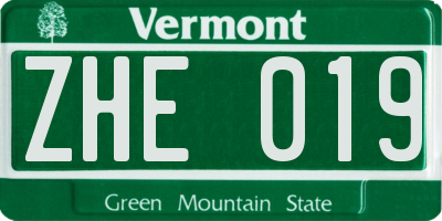 VT license plate ZHE019