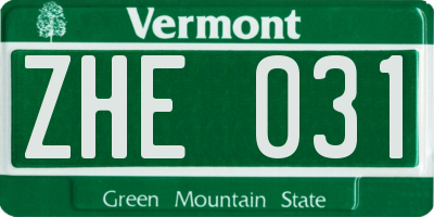 VT license plate ZHE031