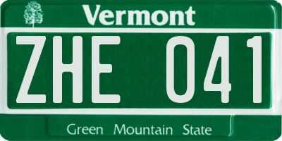 VT license plate ZHE041