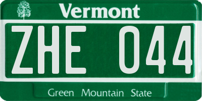 VT license plate ZHE044
