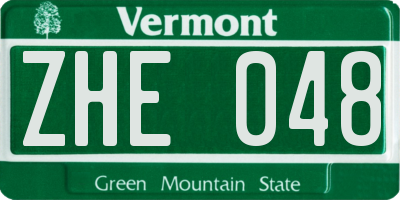 VT license plate ZHE048