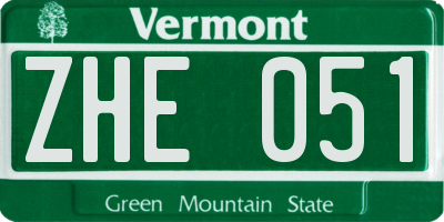 VT license plate ZHE051