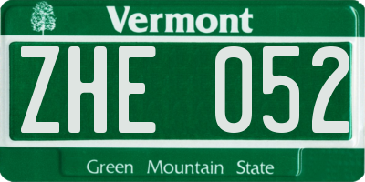 VT license plate ZHE052