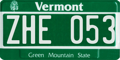 VT license plate ZHE053