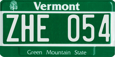 VT license plate ZHE054