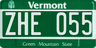 VT license plate ZHE055