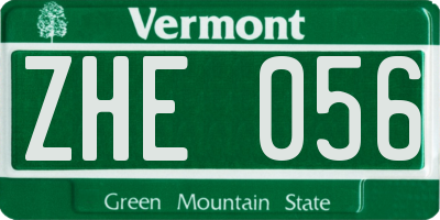 VT license plate ZHE056