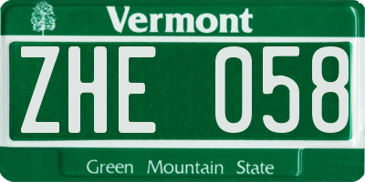 VT license plate ZHE058
