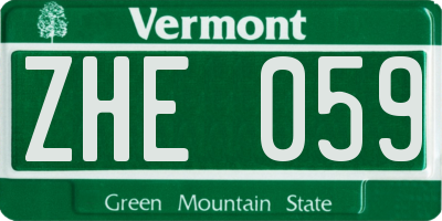 VT license plate ZHE059