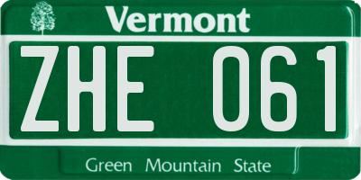 VT license plate ZHE061