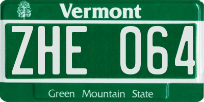 VT license plate ZHE064