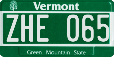 VT license plate ZHE065