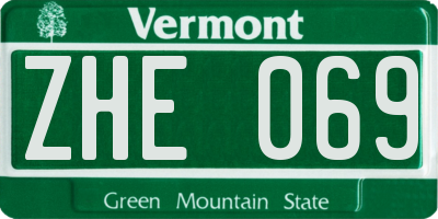 VT license plate ZHE069