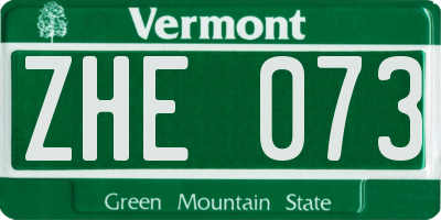 VT license plate ZHE073