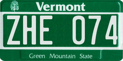 VT license plate ZHE074